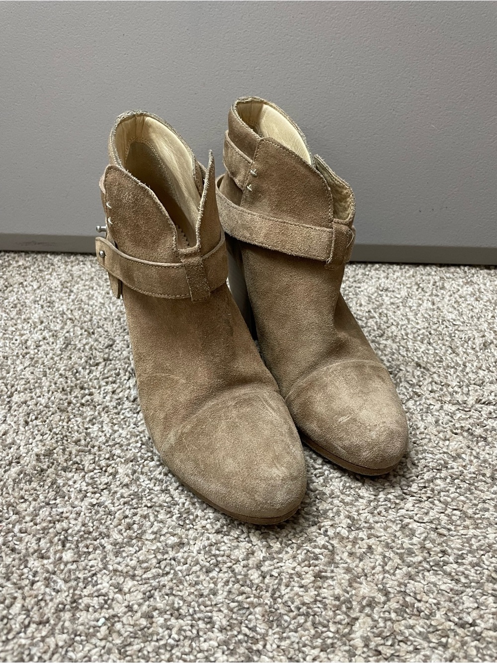 RAG & BONE Womens Taupe Suede Brown Wrap Around Pushpin Harrow Booties 40